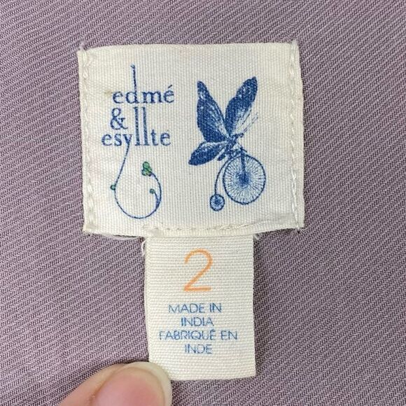 Anthropologie Mauve & Black 3/4 Sleeve Blouse - Picture 6 of 8